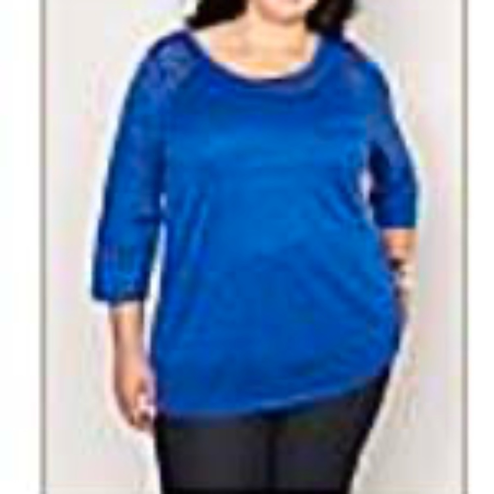 TOP, SHAPED FIT, PATTERN BURNOUT, ULTRAMARINE BLUE, SIZE 5X, PENNINGTONS, TAG ON